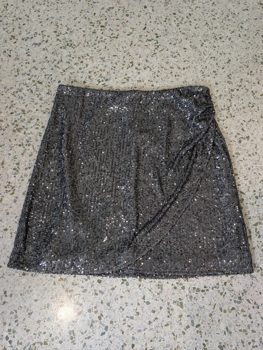 NWT LOFT Silver Sequin Mini Skirt